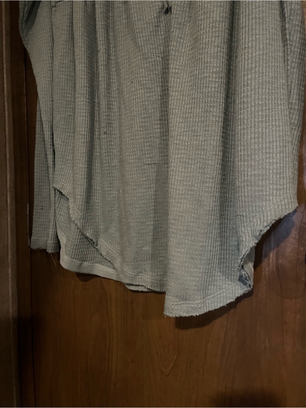 We The Free Light Blue Waffle Knit Button-Front Long Sleeve Top - Picture 7 of 8